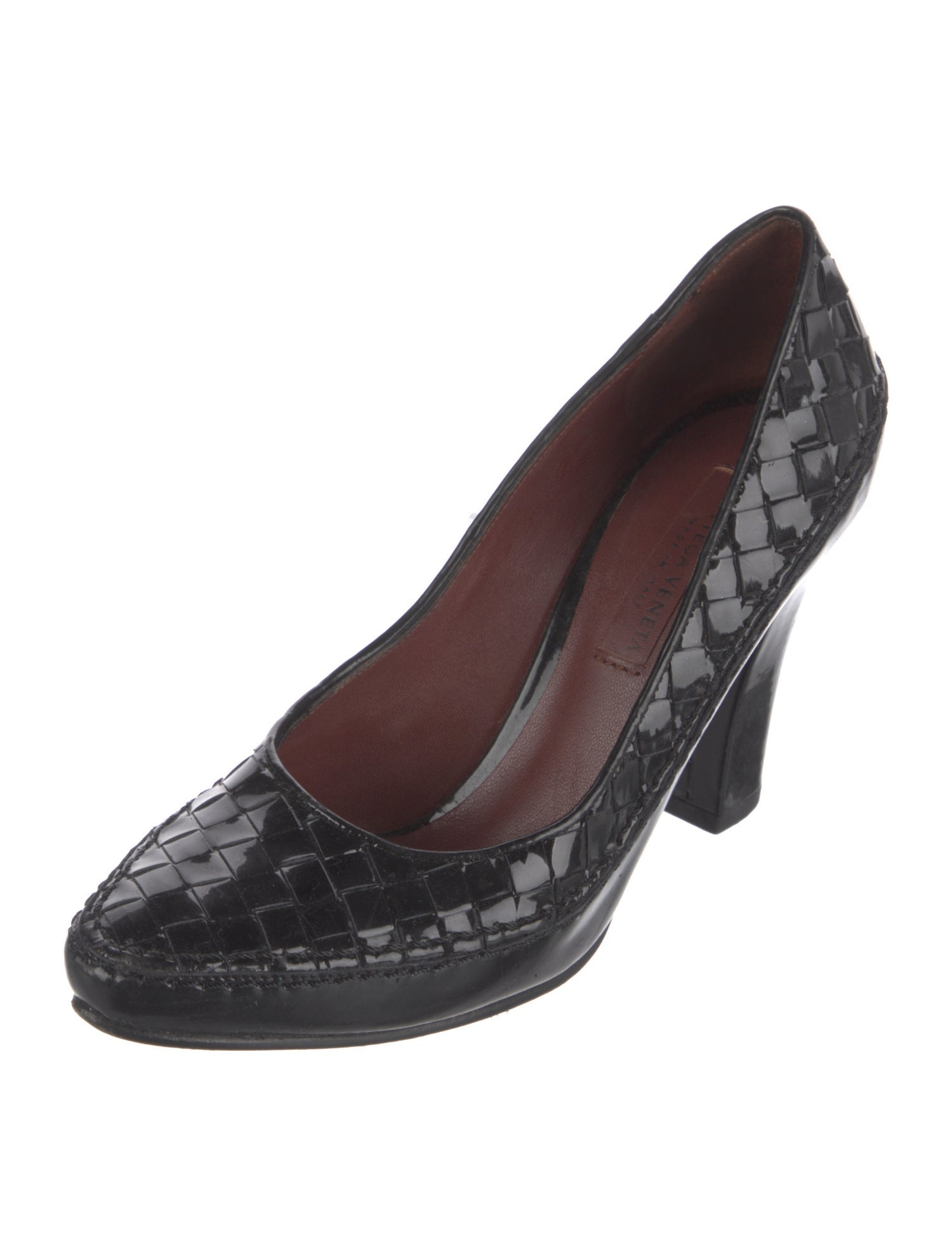 Bottega Veneta Intrecciato Weave Patent Leather Pumps