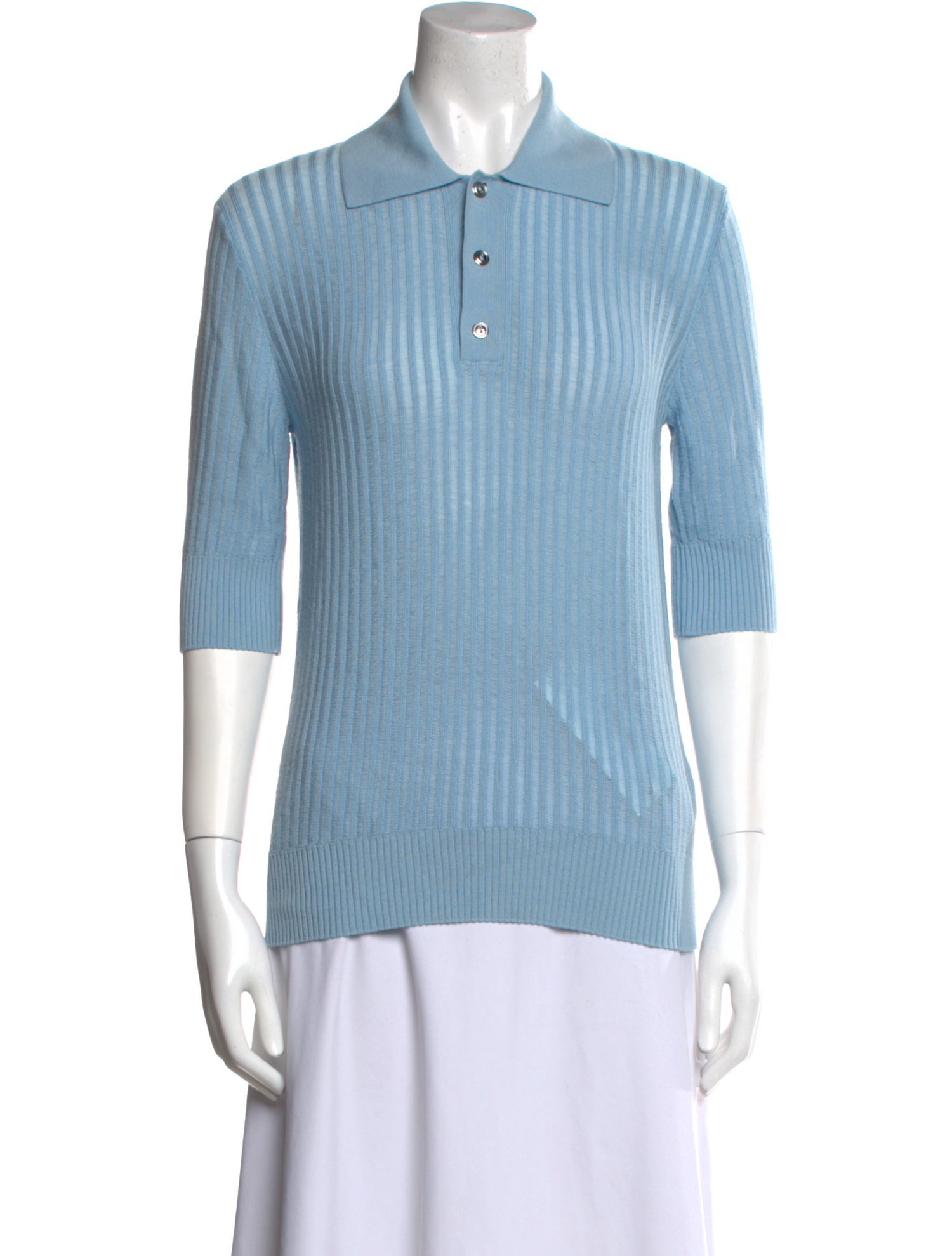 Bottega Veneta Wool Three-Quarter Sleeve Polo