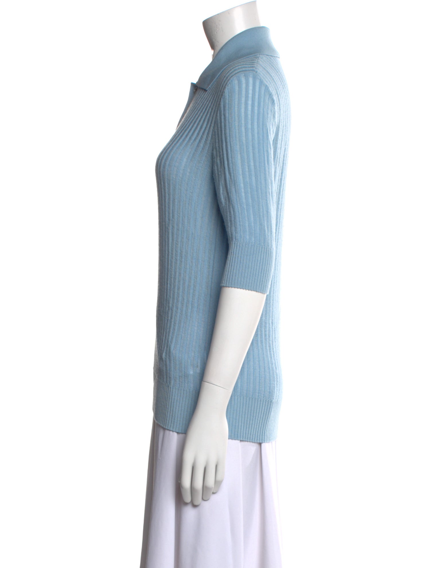 Bottega Veneta Wool Three-Quarter Sleeve Polo