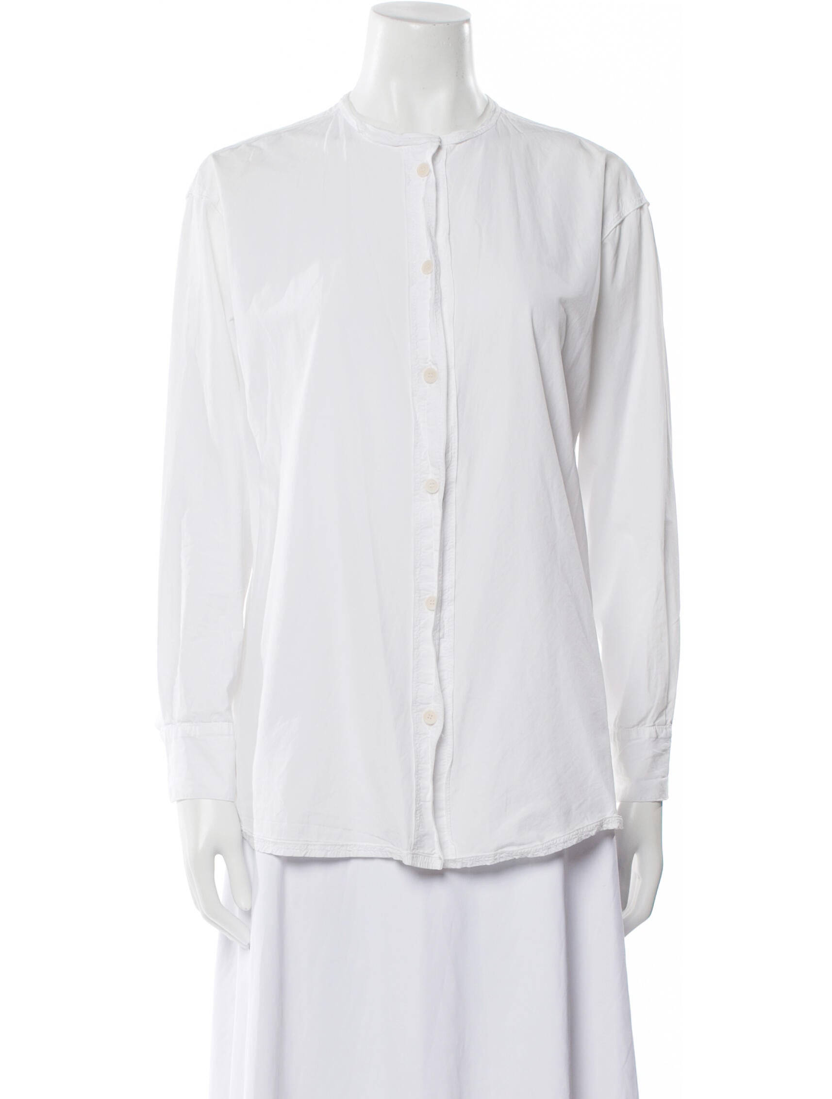 Bottega Veneta Crew Neck Long Sleeve Button-Up Top
