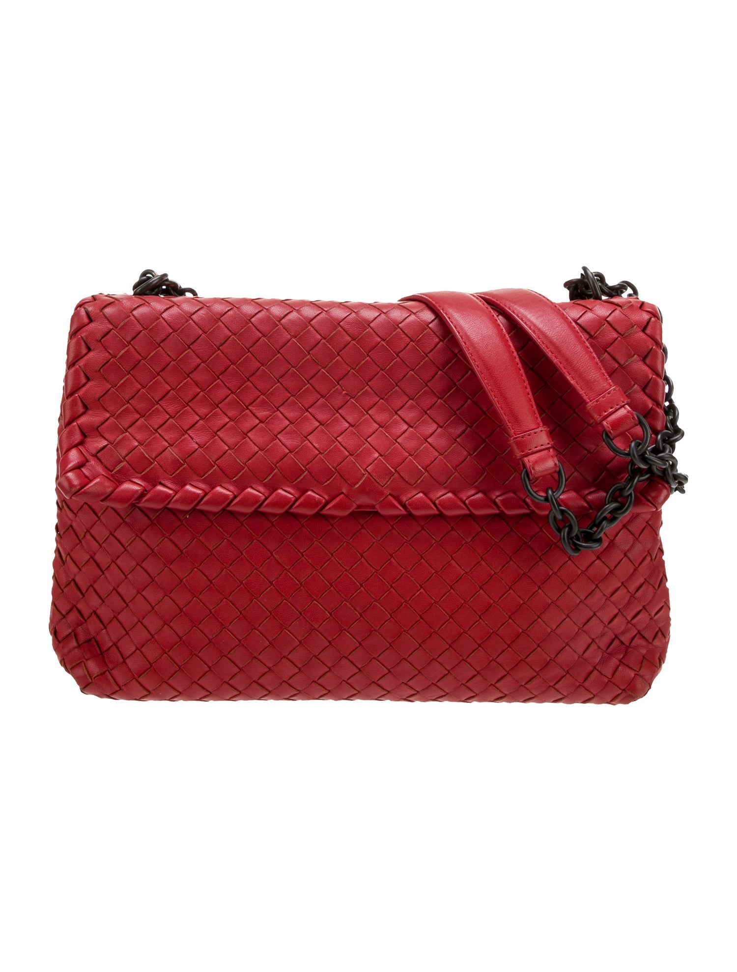 Bottega Veneta Intrecciato Shoulder Bag - Red Shoulder Bags