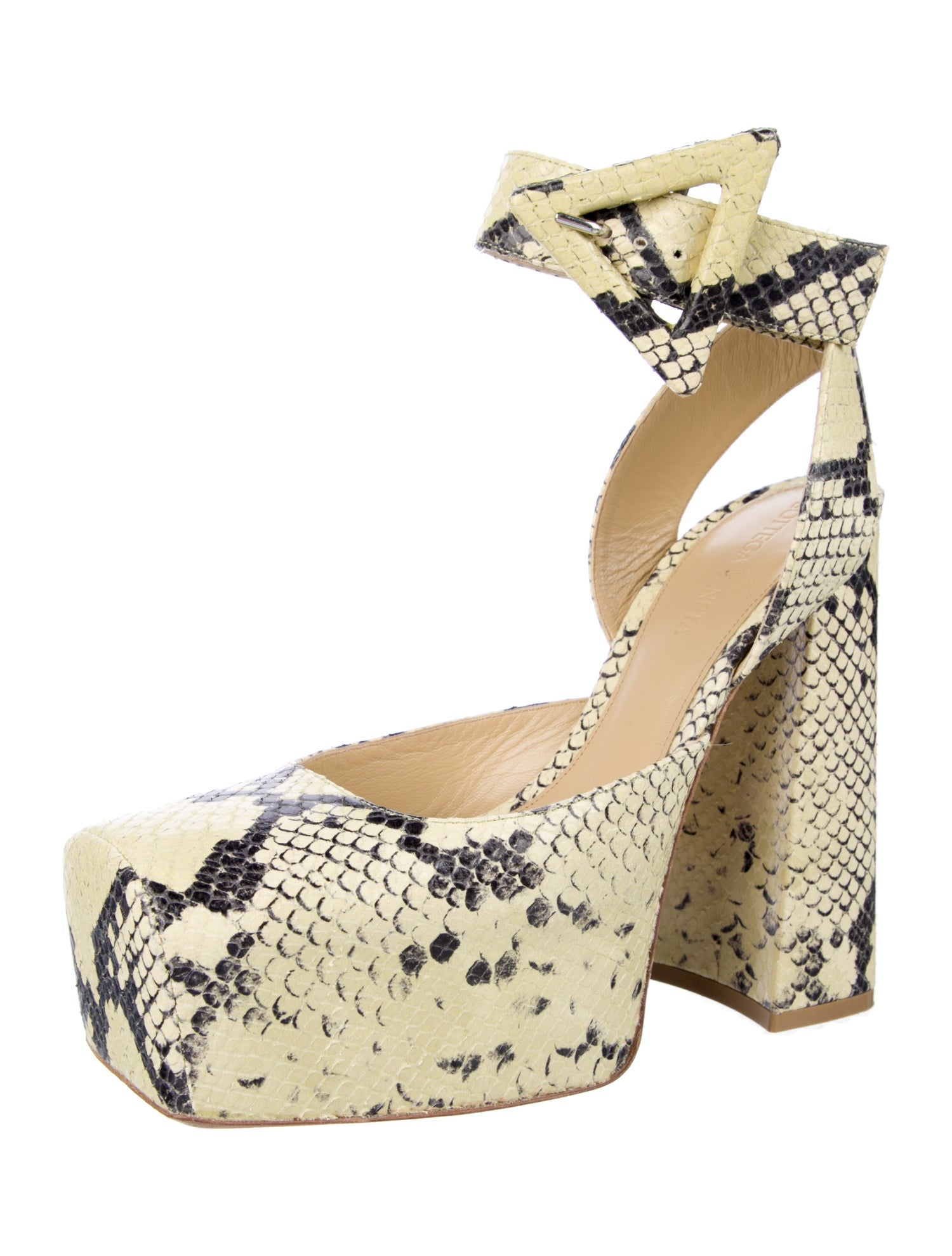 Bottega Veneta Snakeskin Animal Print Slingback Pumps