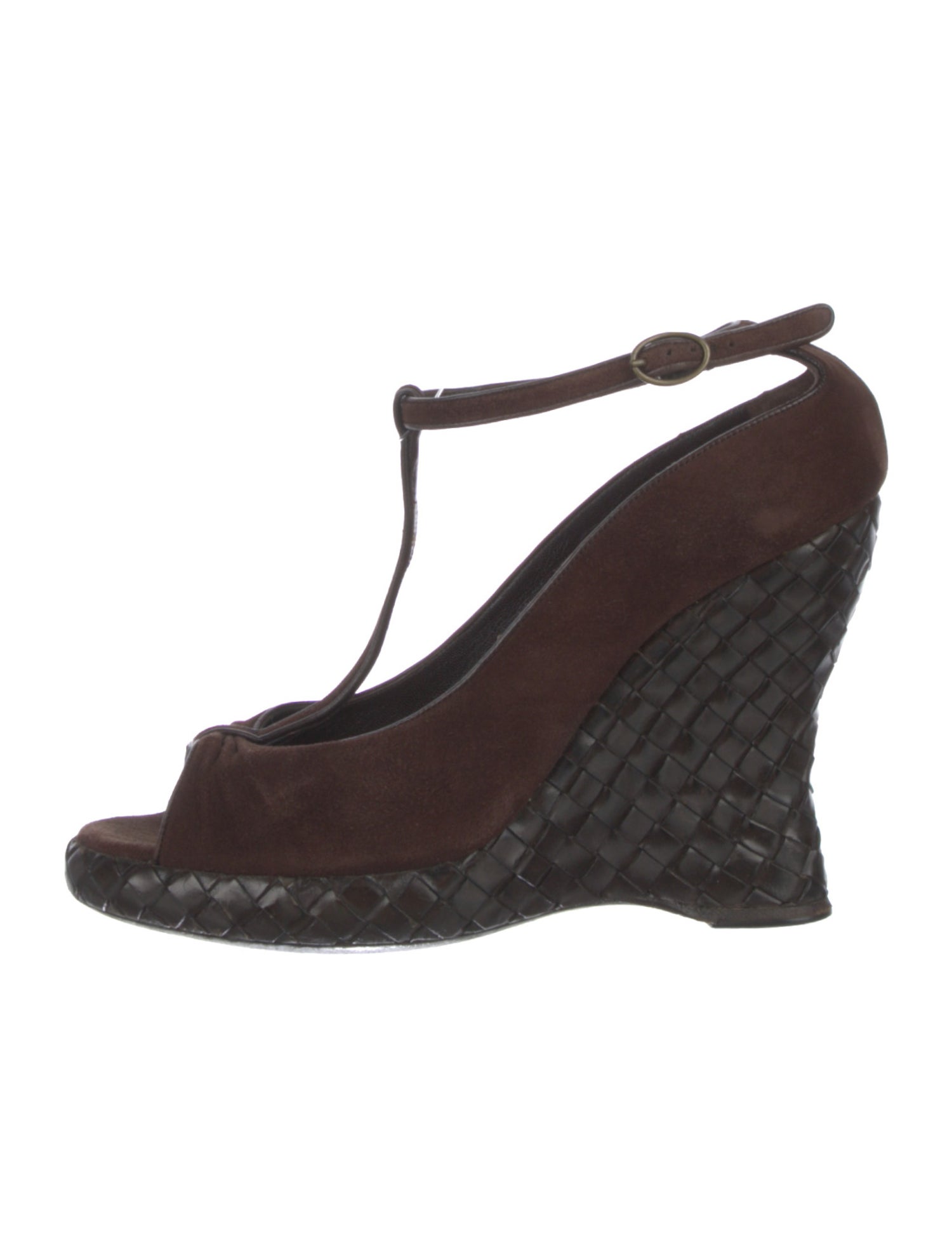 Bottega Veneta Intrecciato Weave Suede T-Strap Sandals