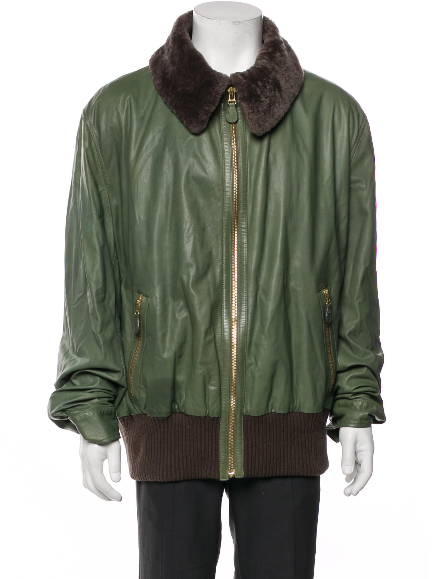 Bottega Veneta Leather Colorblock Pattern Parka