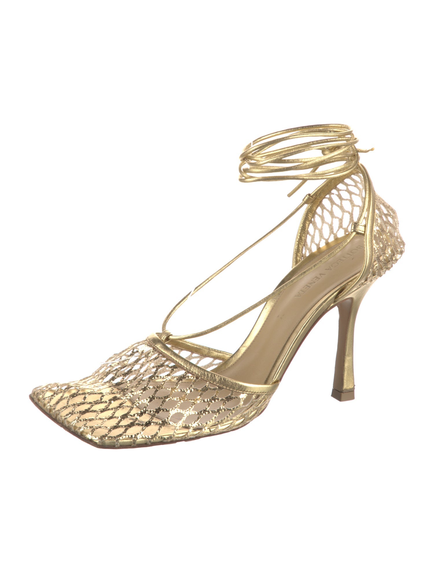 Bottega Veneta Mesh Leather Trim Embellishment D'Orsay Pumps