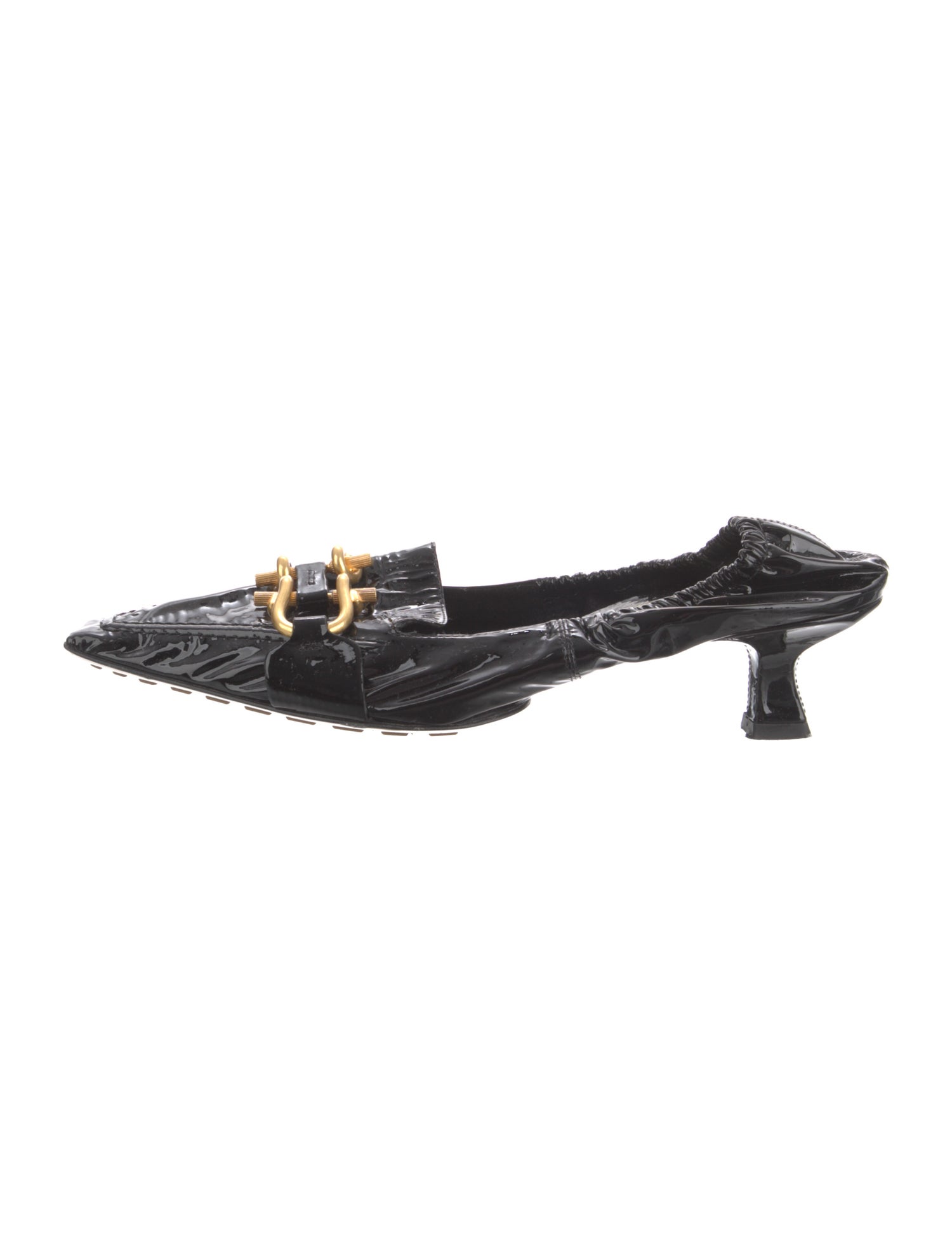 Bottega Veneta Patent Leather Ruffle Embellishment Mules