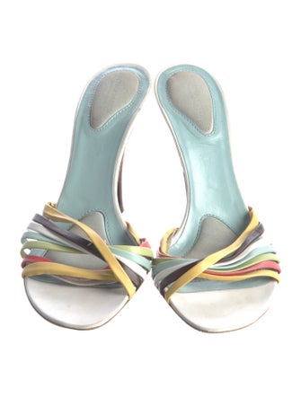 Bottega Veneta Leather Colorblock Pattern Slides