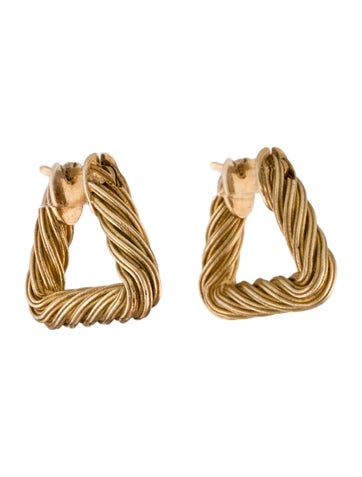Bottega Veneta Hoop Twisted Triangle Earrings
