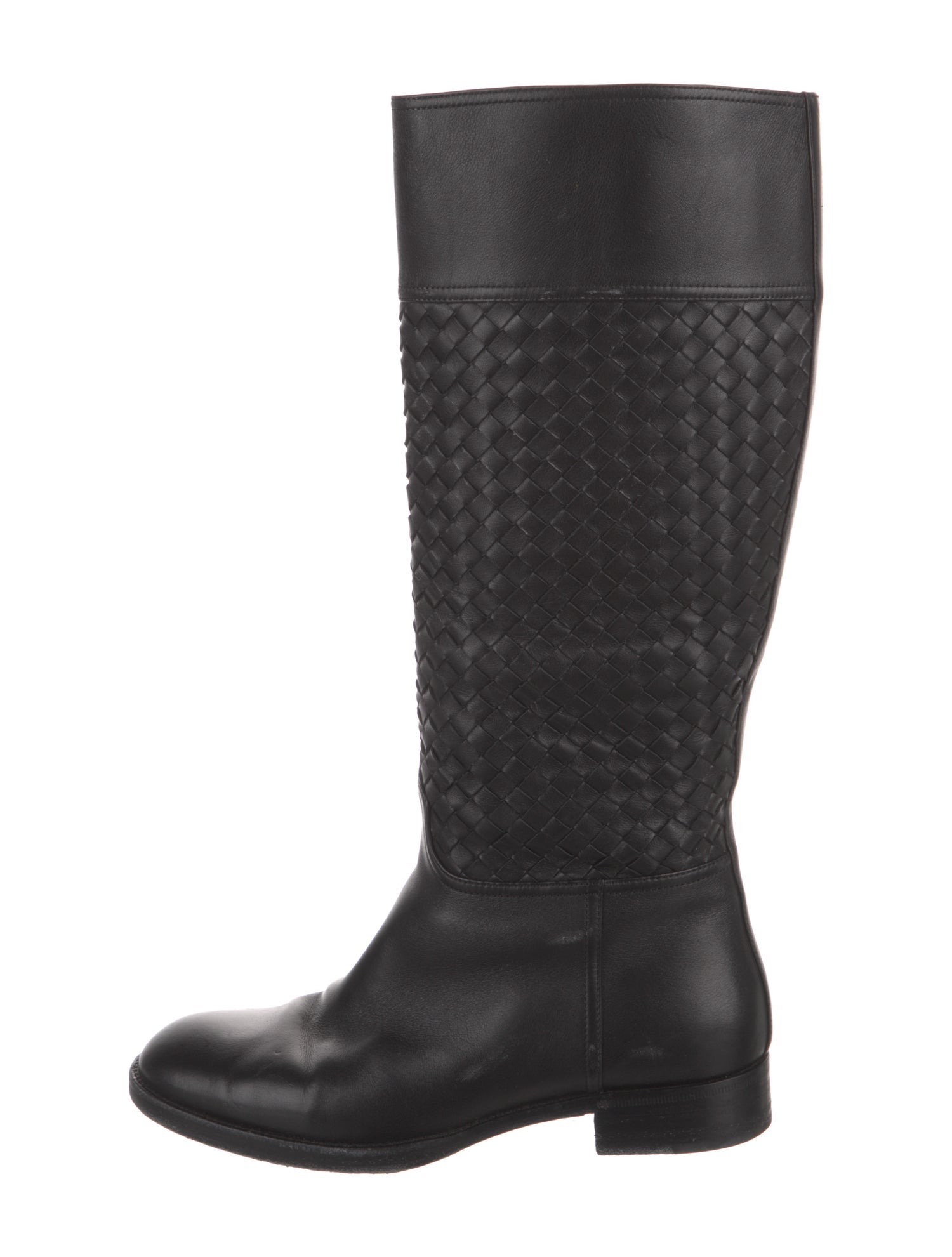 Bottega Veneta Intrecciato Weave Leather Riding Boots