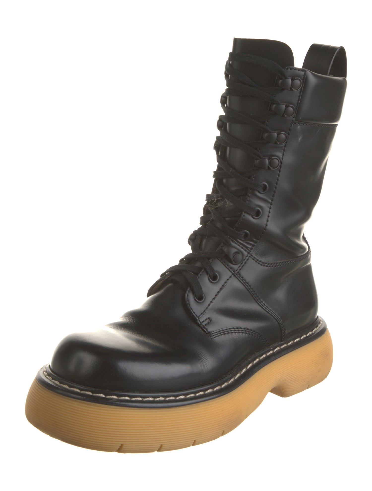 Bottega Veneta Bounce Leather Combat Boots