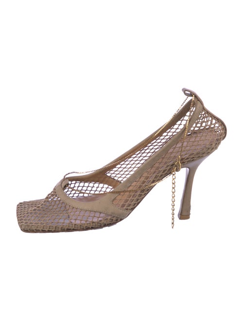 Bottega Veneta Mesh Leather Trim Embellishment Slingback Pumps