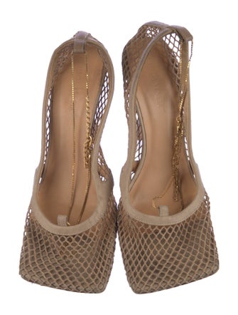 Bottega Veneta Mesh Leather Trim Embellishment Slingback Pumps