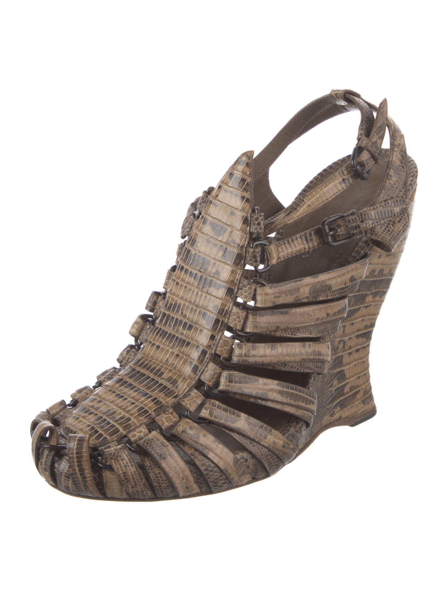 Bottega Veneta Leather Animal Print Slingback Pumps