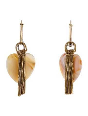 Bottega Veneta Drop Agate Heart Tassel Earrings