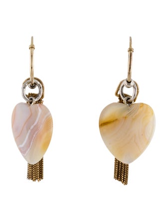 Bottega Veneta Agate Heart Tassel Drop Earrings