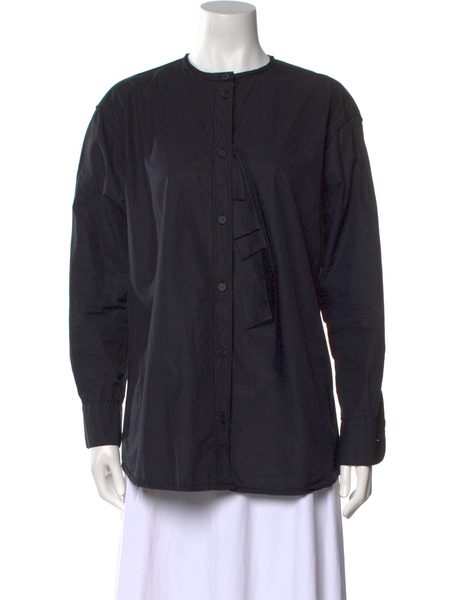 Bottega Veneta Crew Neck Long Sleeve Button-Up Top