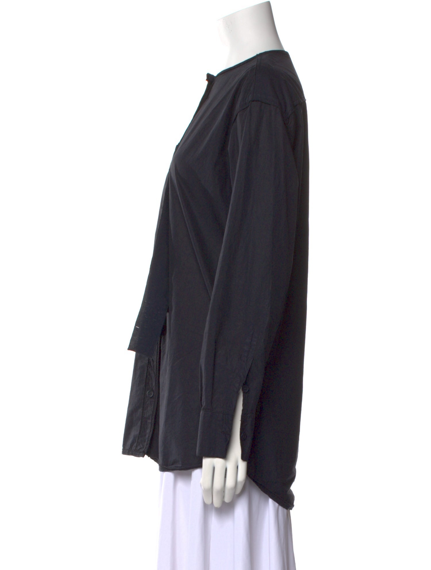 Bottega Veneta Crew Neck Long Sleeve Button-Up Top