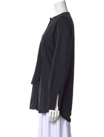 Bottega Veneta Crew Neck Long Sleeve Button-Up Top