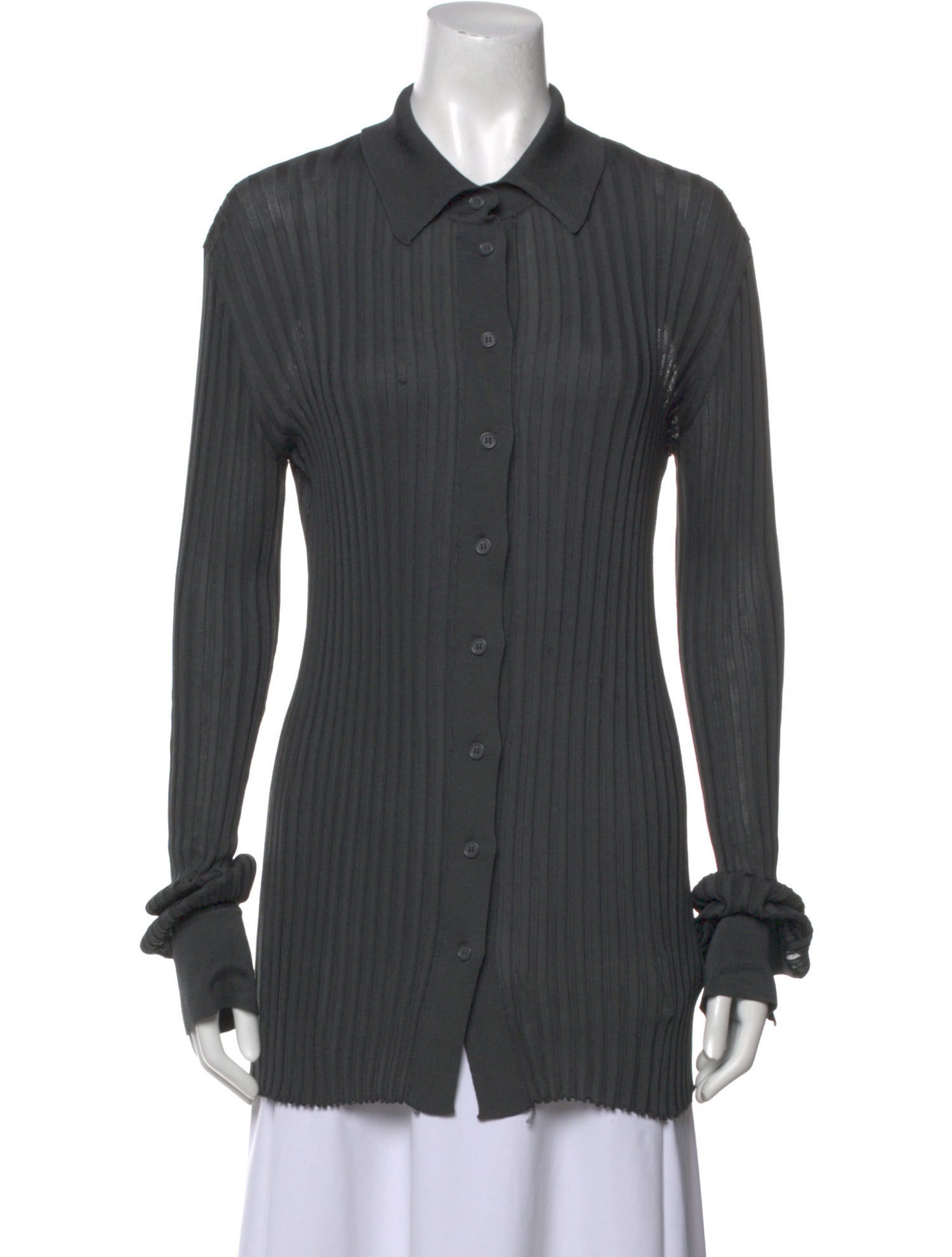 Bottega Veneta Silk Long Sleeve Button-Up Top