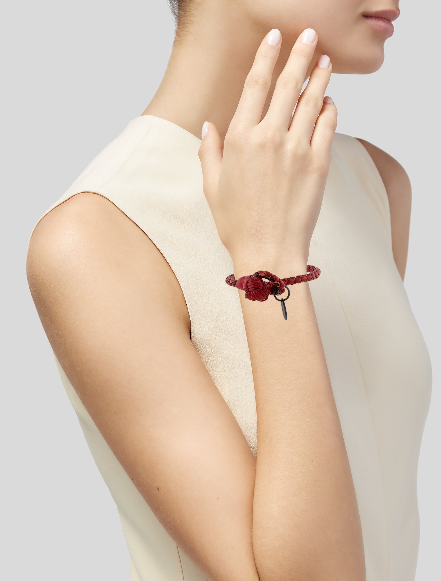 Bottega Veneta Leather Intrecciato Knot Bracelet