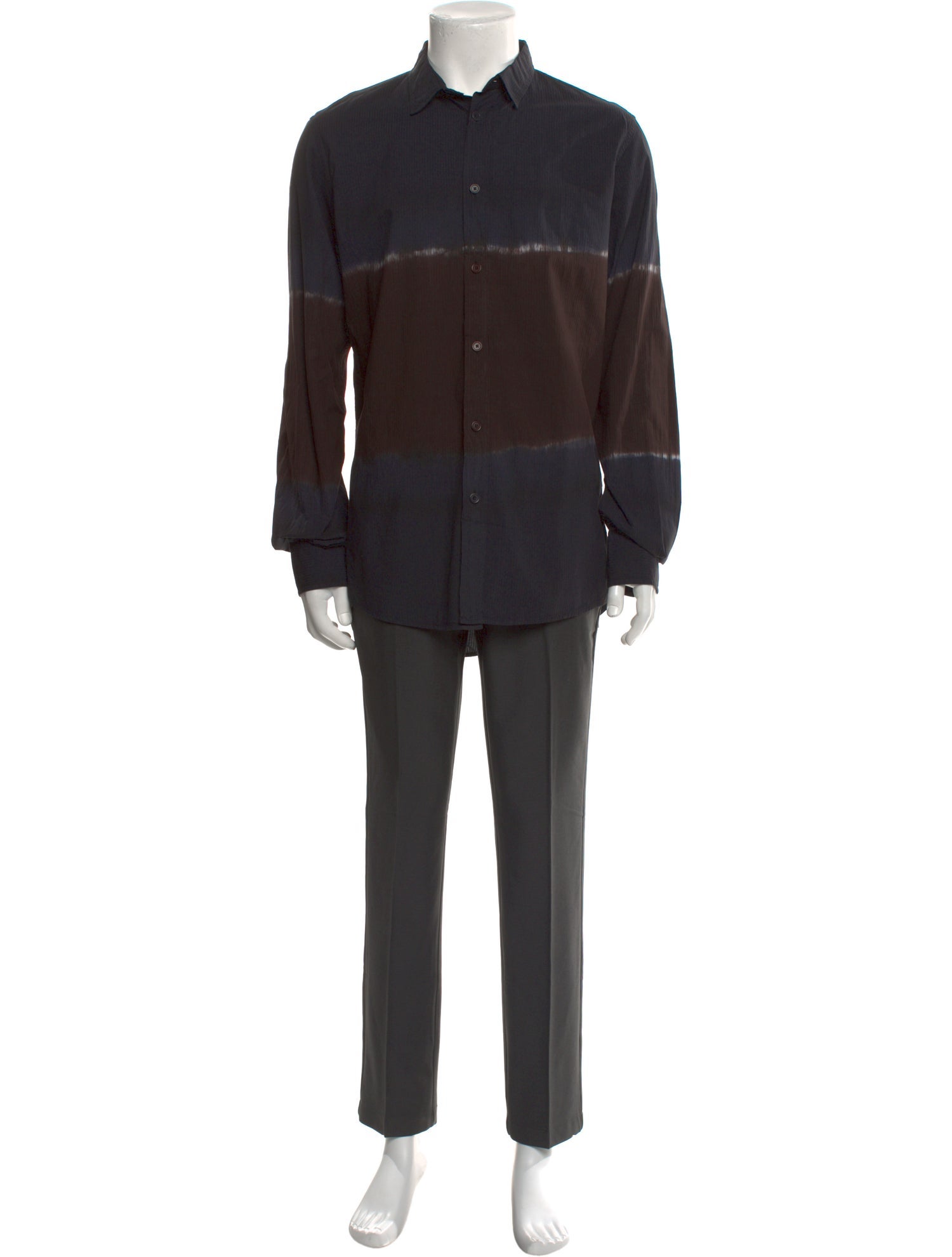 Bottega Veneta Colorblock Pattern Long Sleeve Shirt