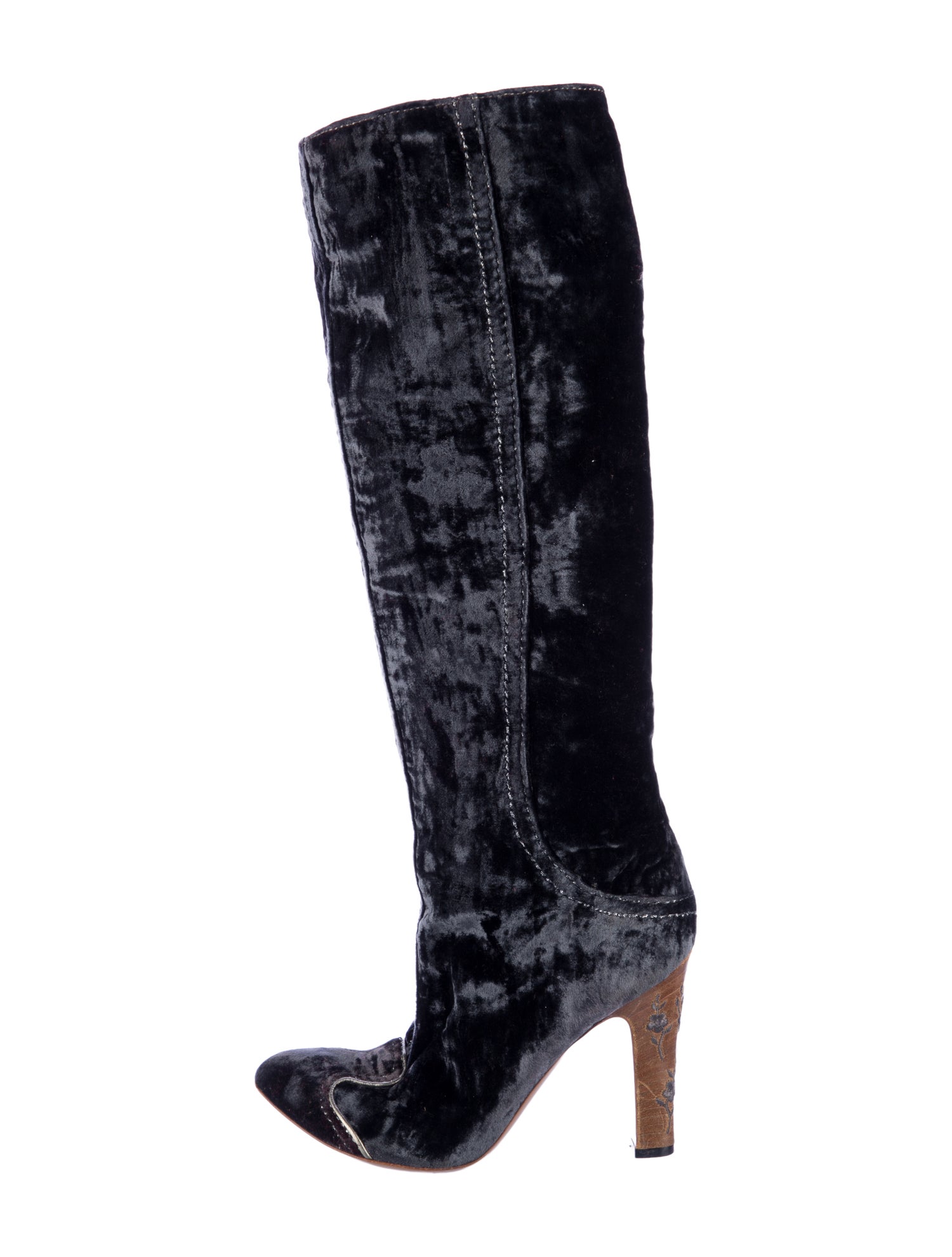 Bottega Veneta Velvet Embroidered Accent Boots