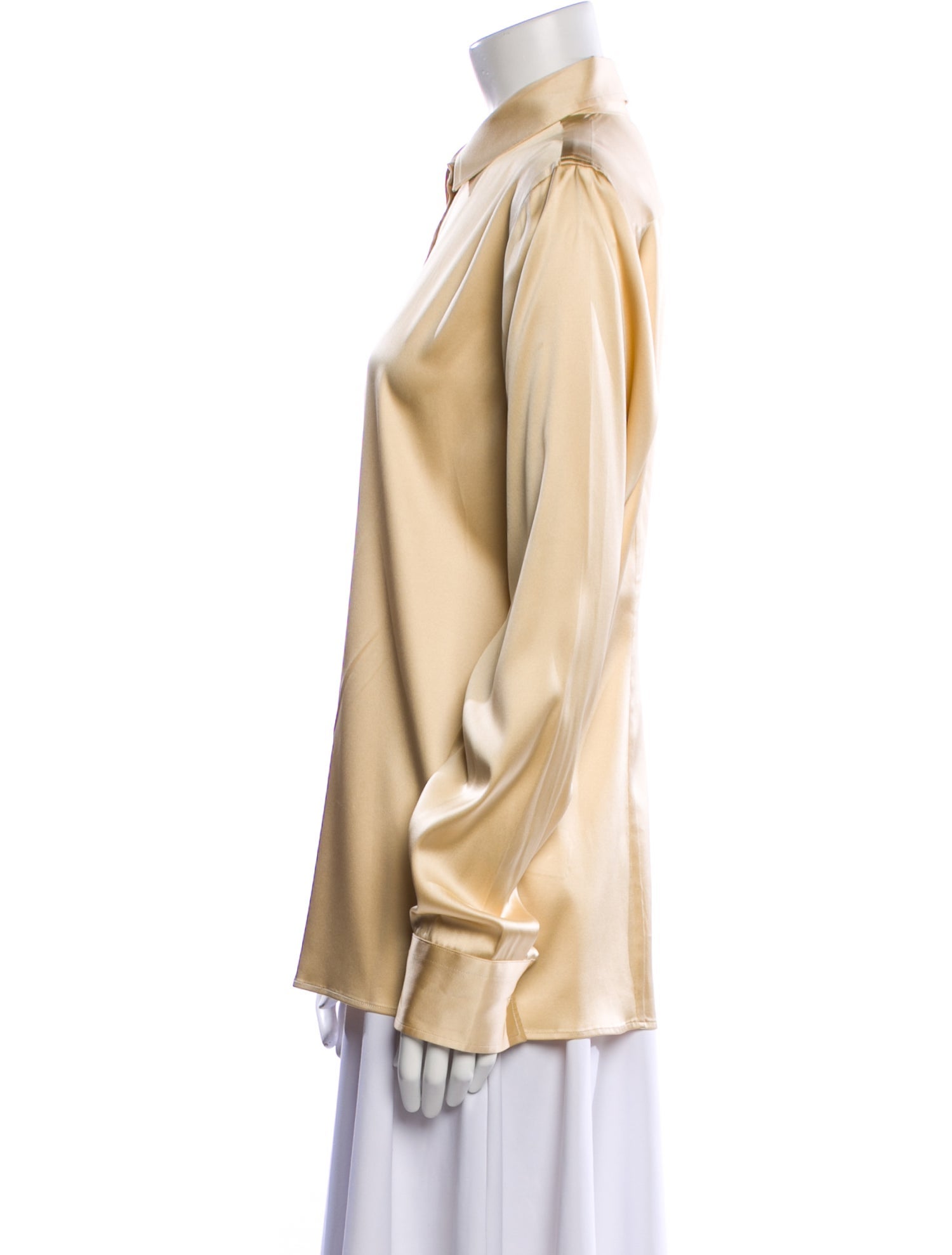 Bottega Veneta Silk Long Sleeve Button-Up Top