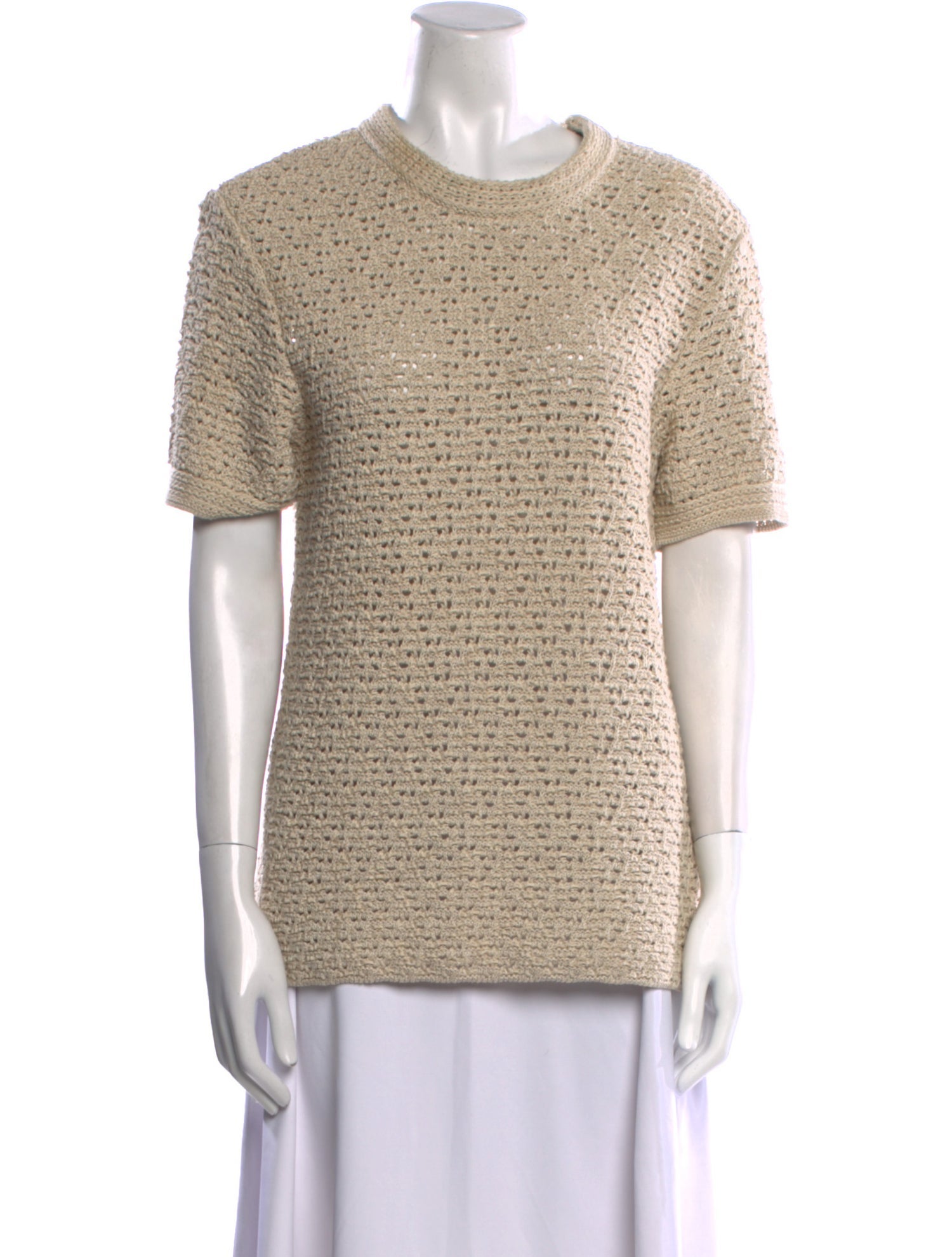 Bottega Veneta Crochet-Knit Mock Neck T-Shirt