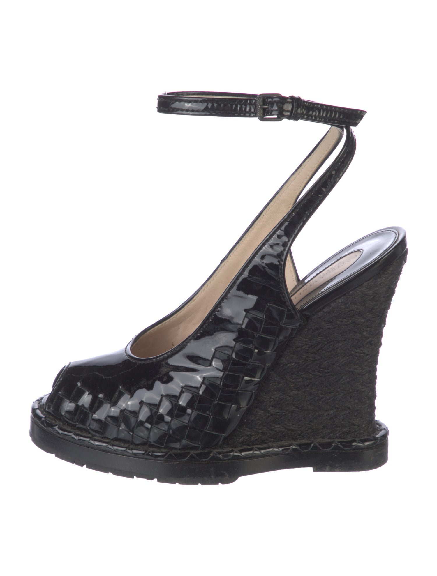 Bottega Veneta Intrecciato Weave Patent Leather Slingback Pumps