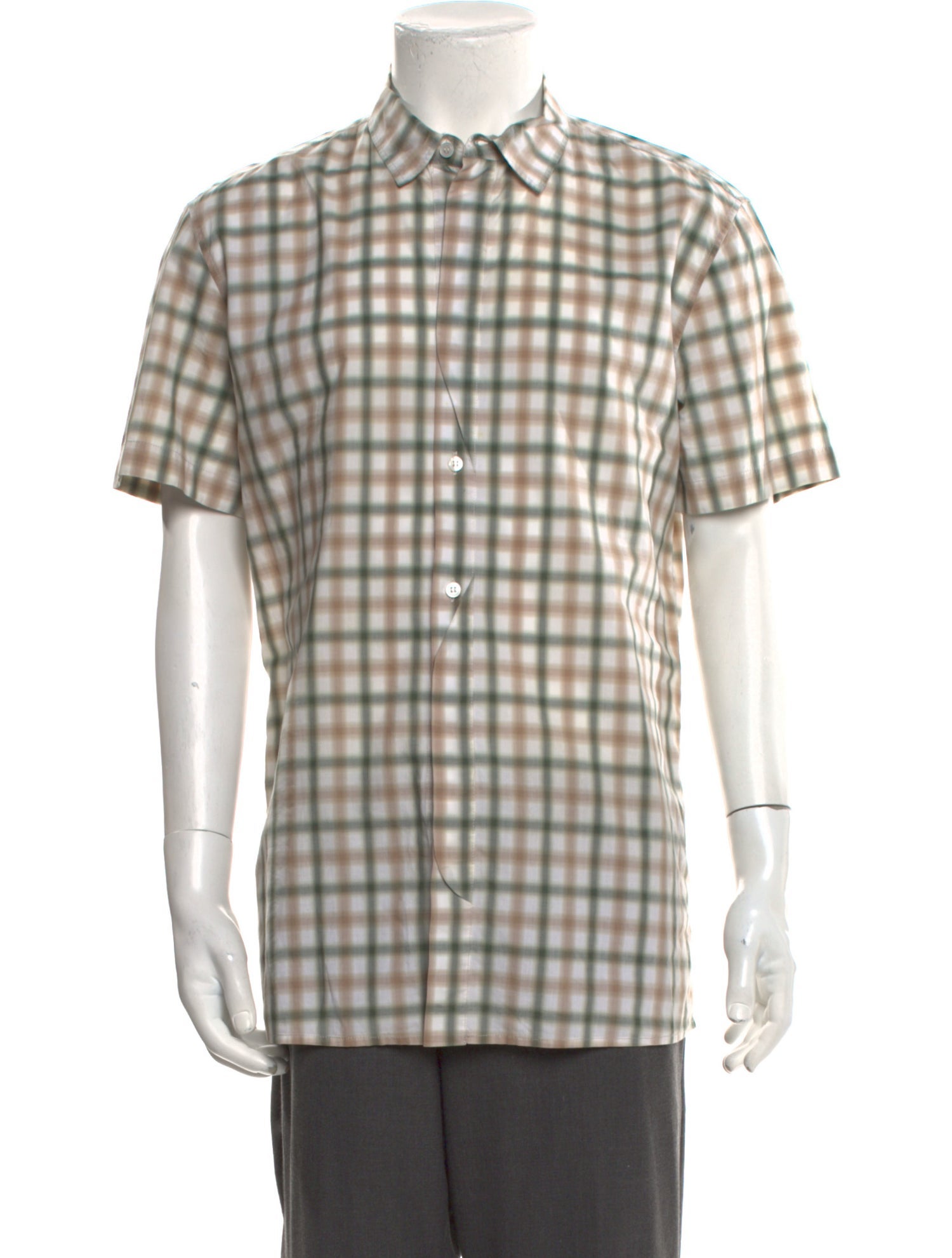 Bottega Veneta Plaid Print Short Sleeve Shirt