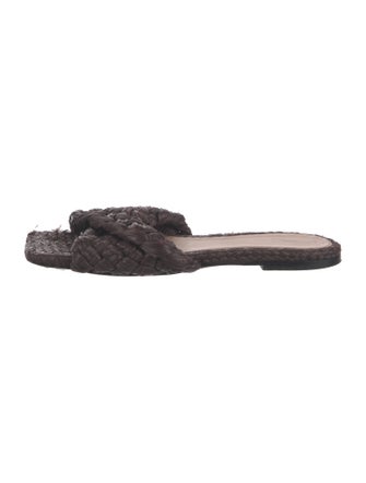 Bottega Veneta Raffia Intrecciato Weave Slides