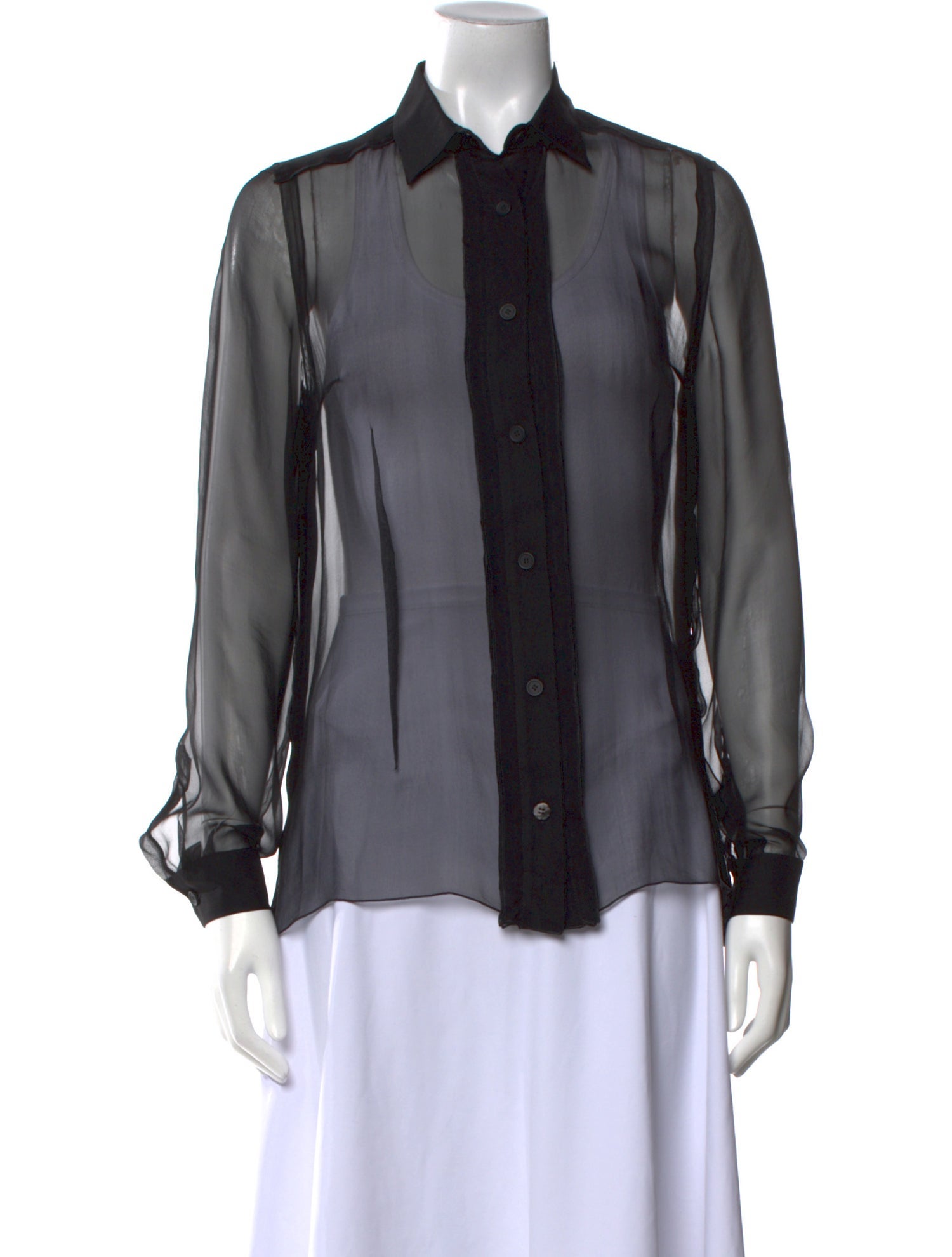 Bottega Veneta Silk Long Sleeve Button-Up Top