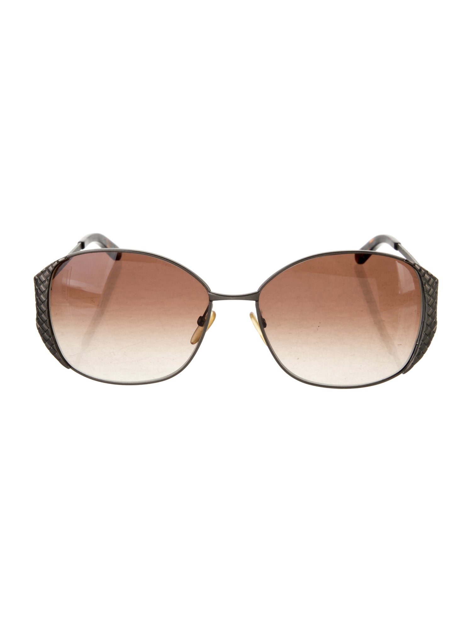Bottega Veneta Intrecciato Weave Round Sunglasses