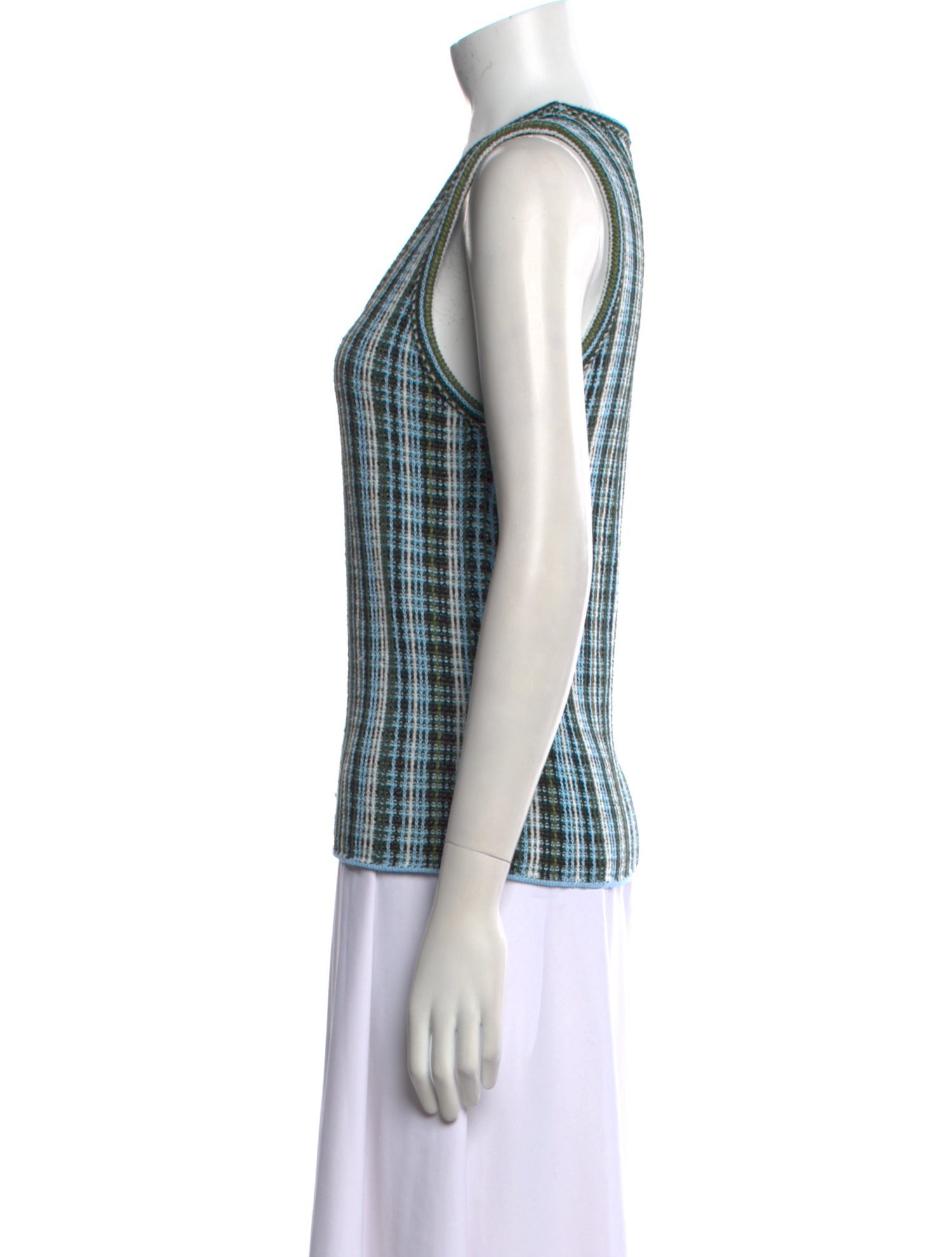 Bottega Veneta Linen Plaid Print Top