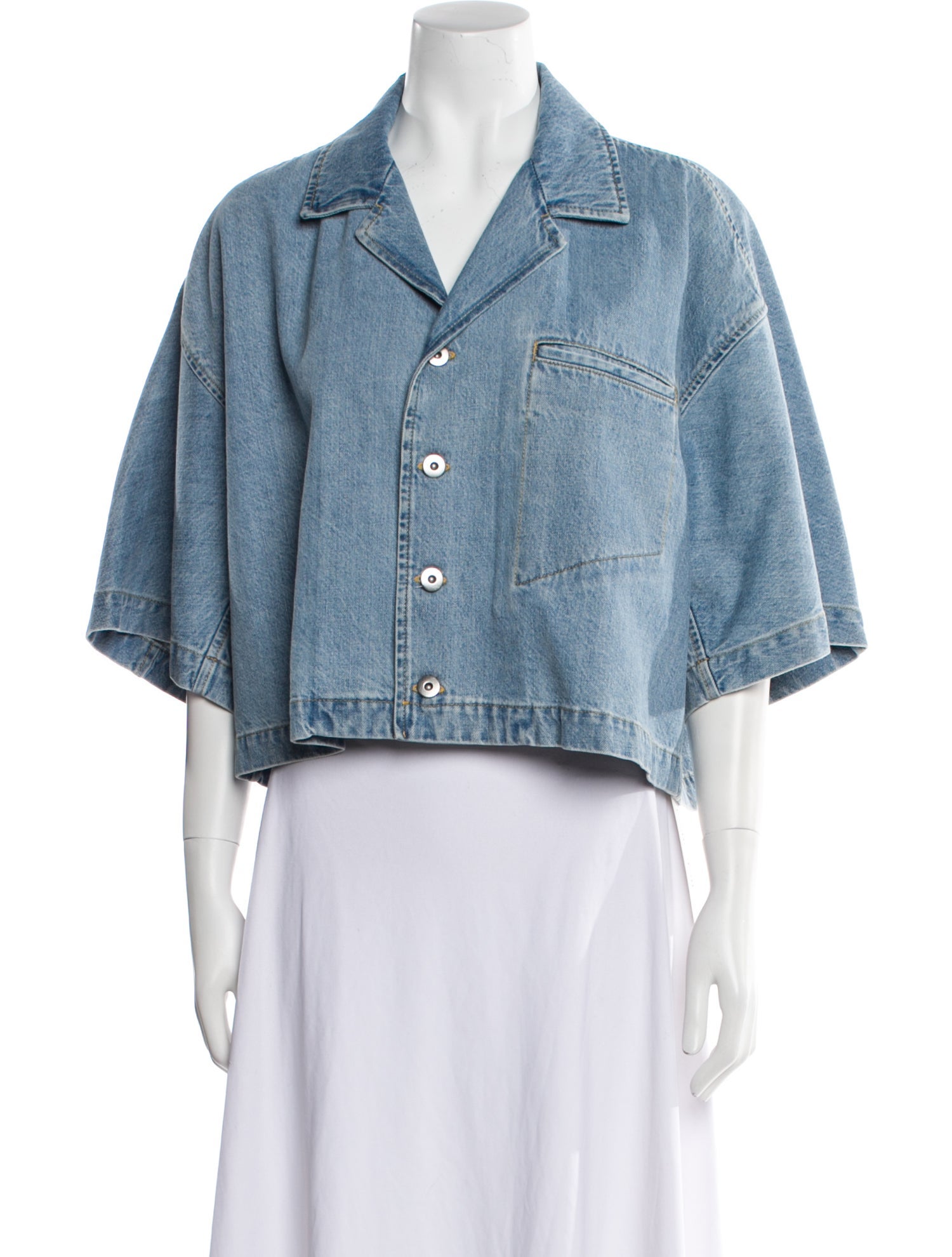 Bottega Veneta Cropped Denim Shirt Denim Jacket
