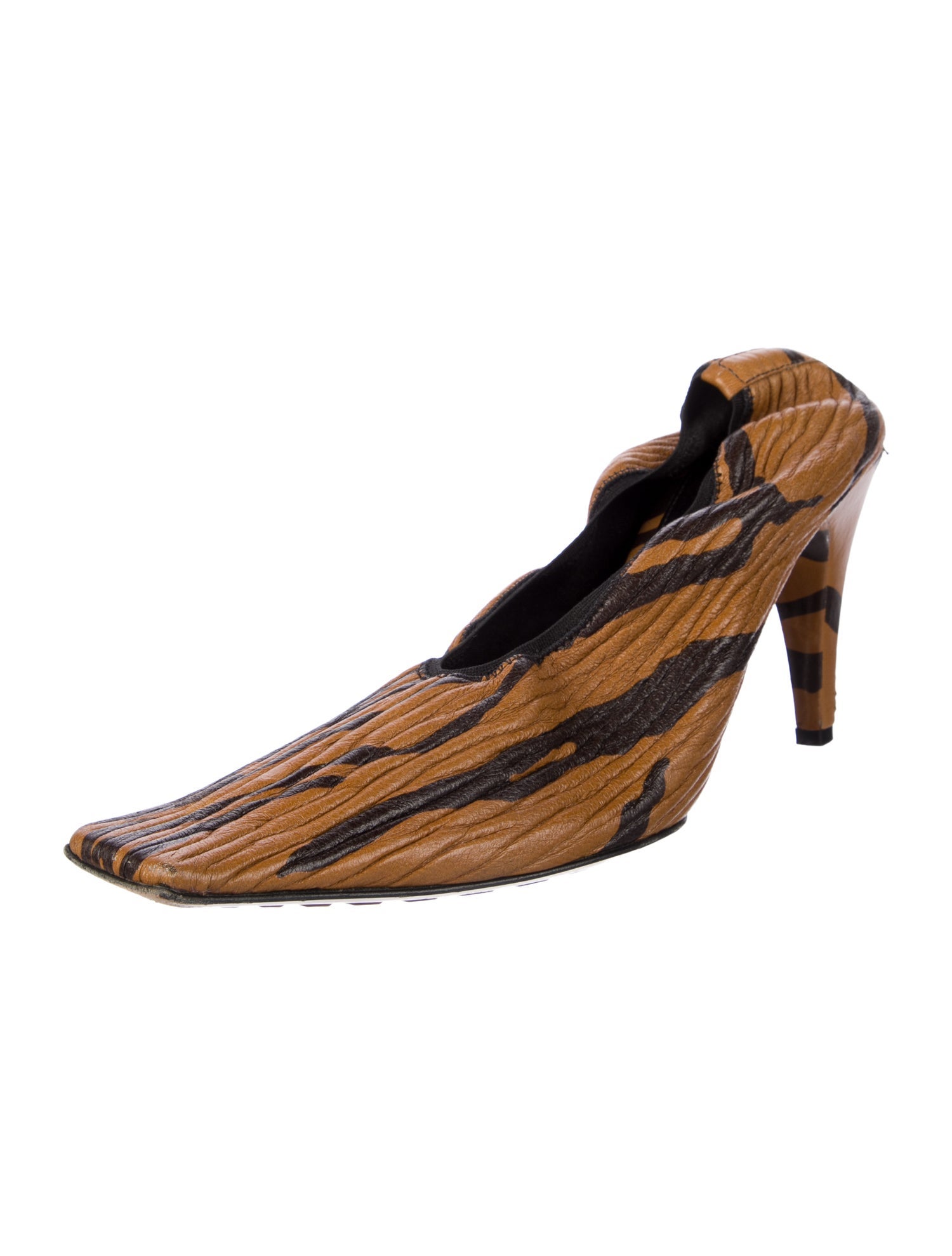 Bottega Veneta Leather Printed Slingback Pumps