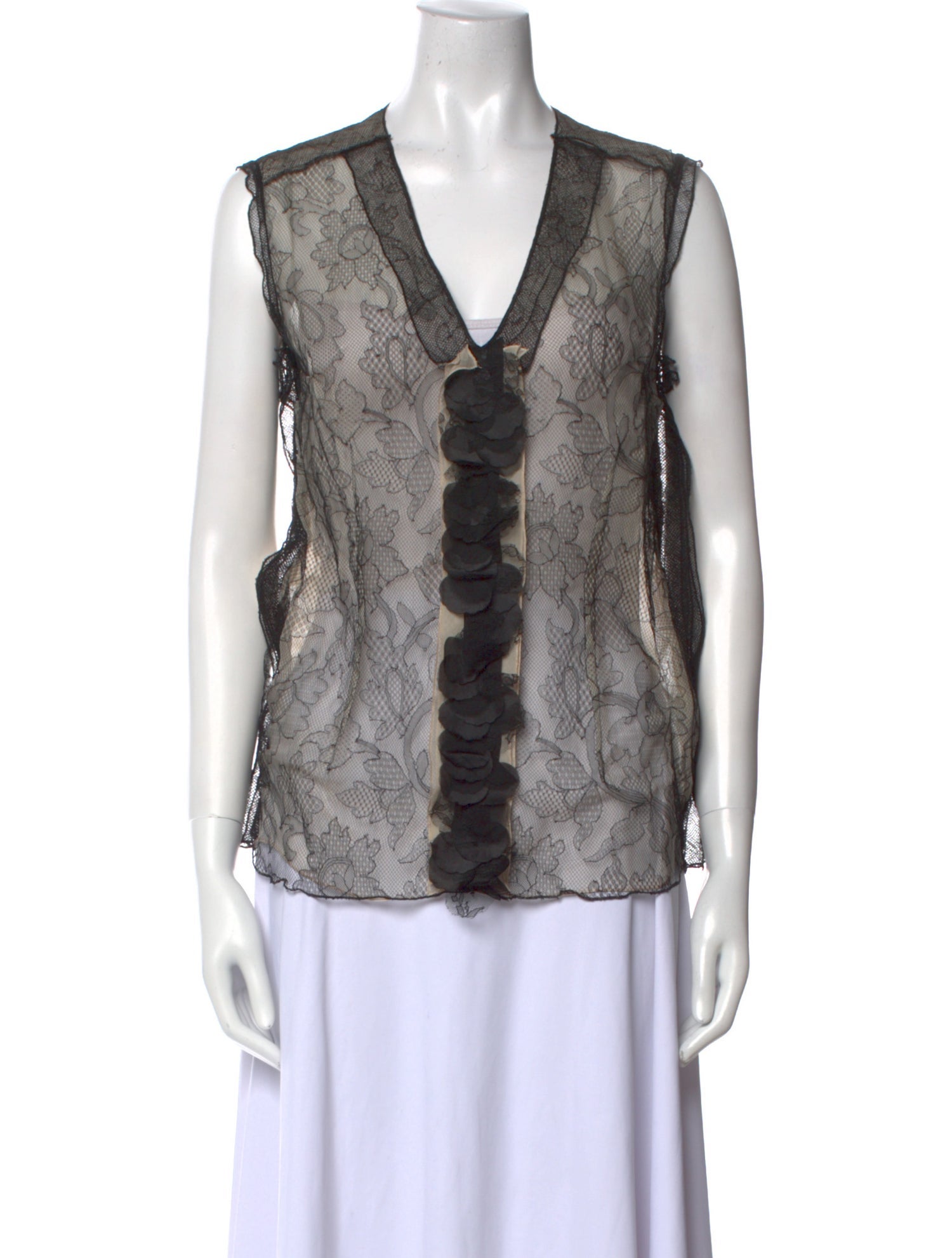 Bottega Veneta Silk Lace Pattern Blouse