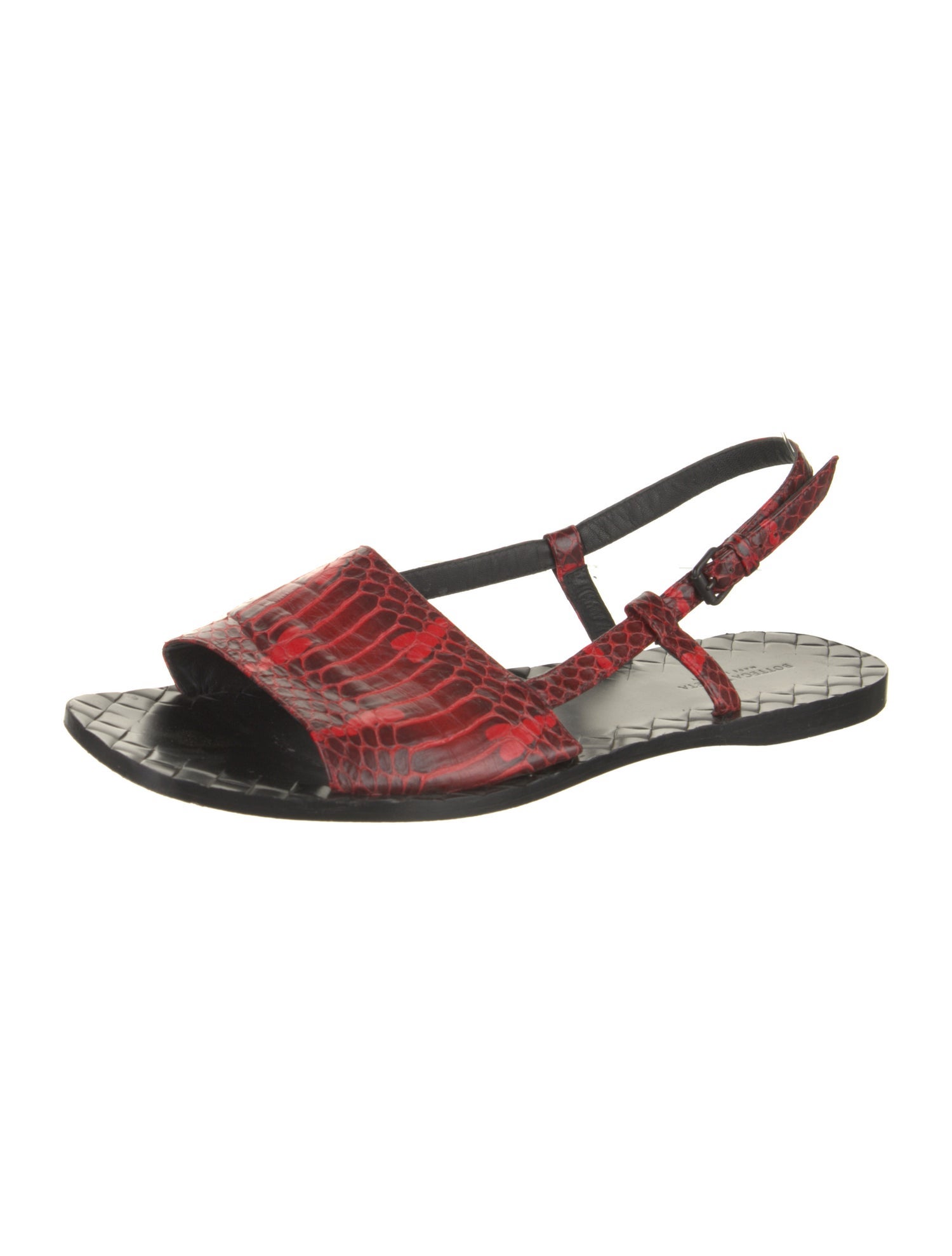 Bottega Veneta Snakeskin Printed Slingback Sandals