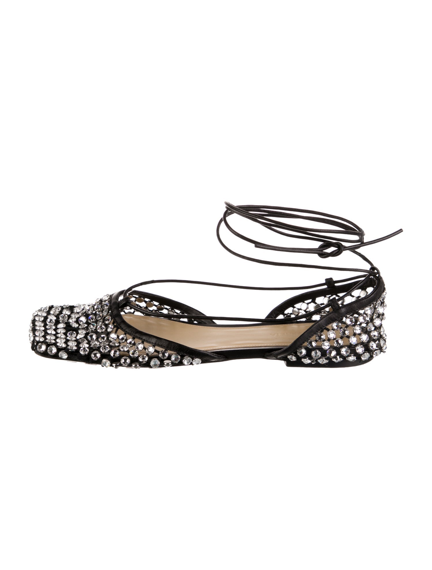 Bottega Veneta Leather Crystal Embellishments Flats