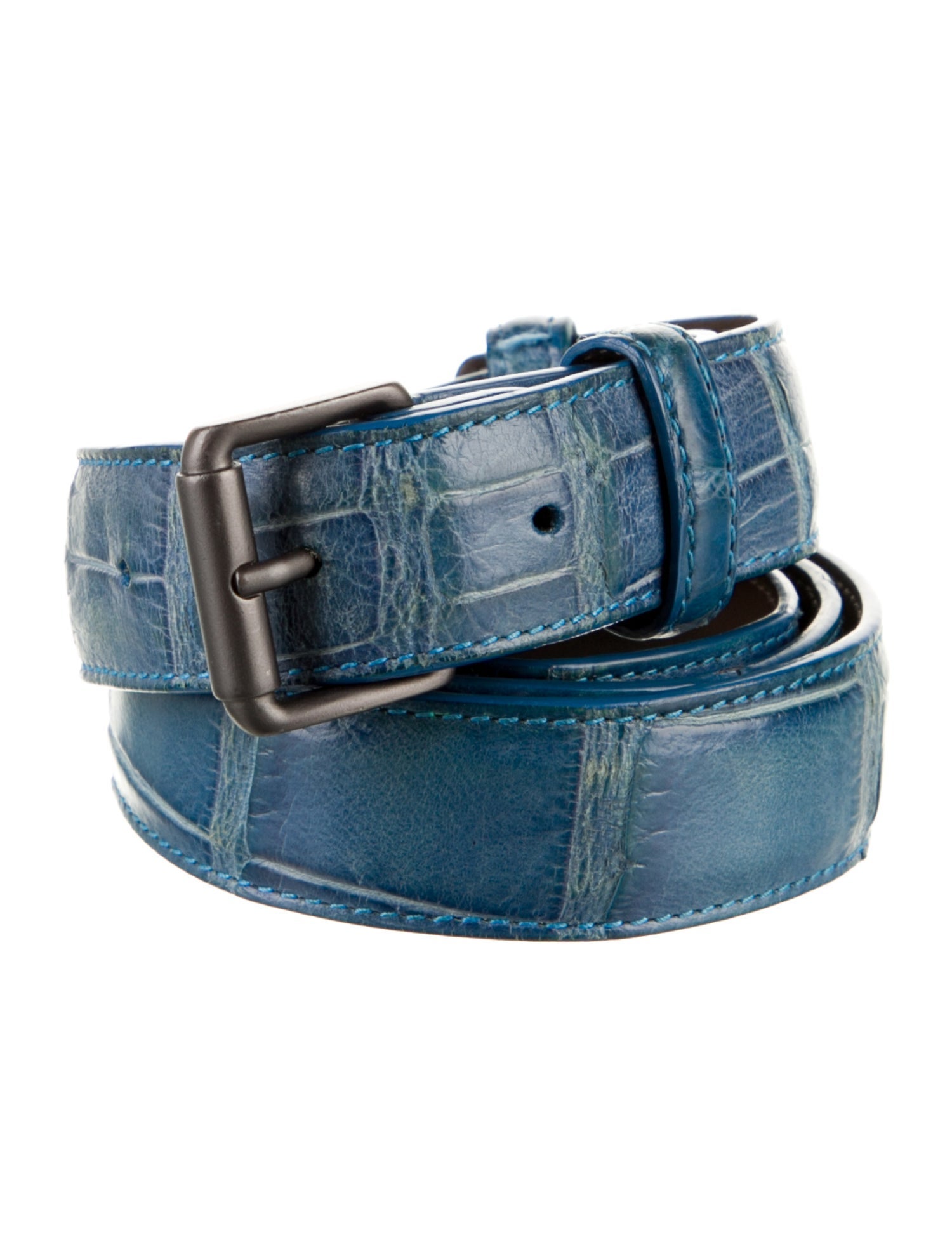 Bottega Veneta Skinny Embossed Leather Belt