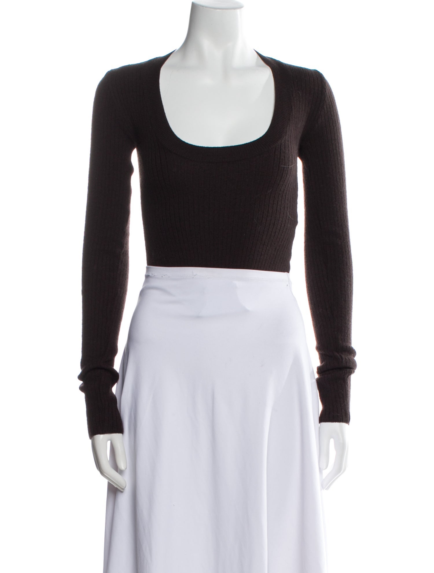 Bottega Veneta Scoop Neck Long Sleeve Crop Top
