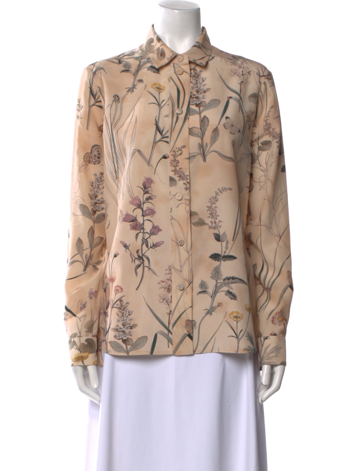 Bottega Veneta Silk Printed Button-Up Top