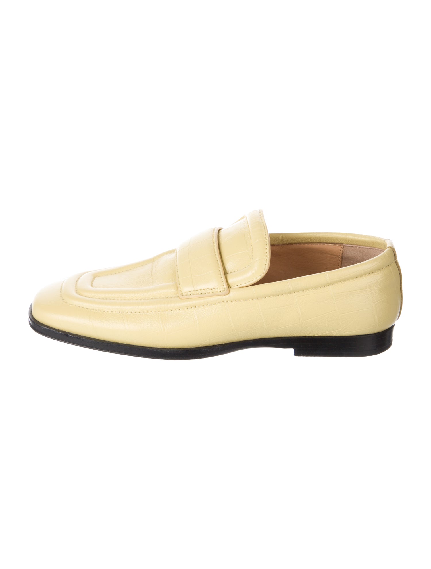 Bottega Veneta Off- white Croc Leather Loafers