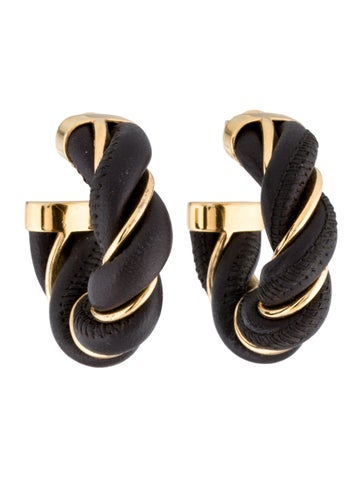 Bottega Veneta Hoop Leather Twist Earrings