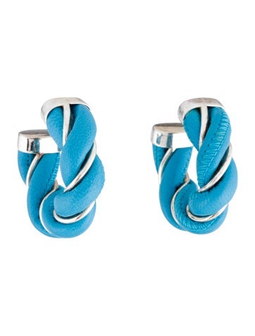 Bottega Veneta Hoop Leather Twist Earrings