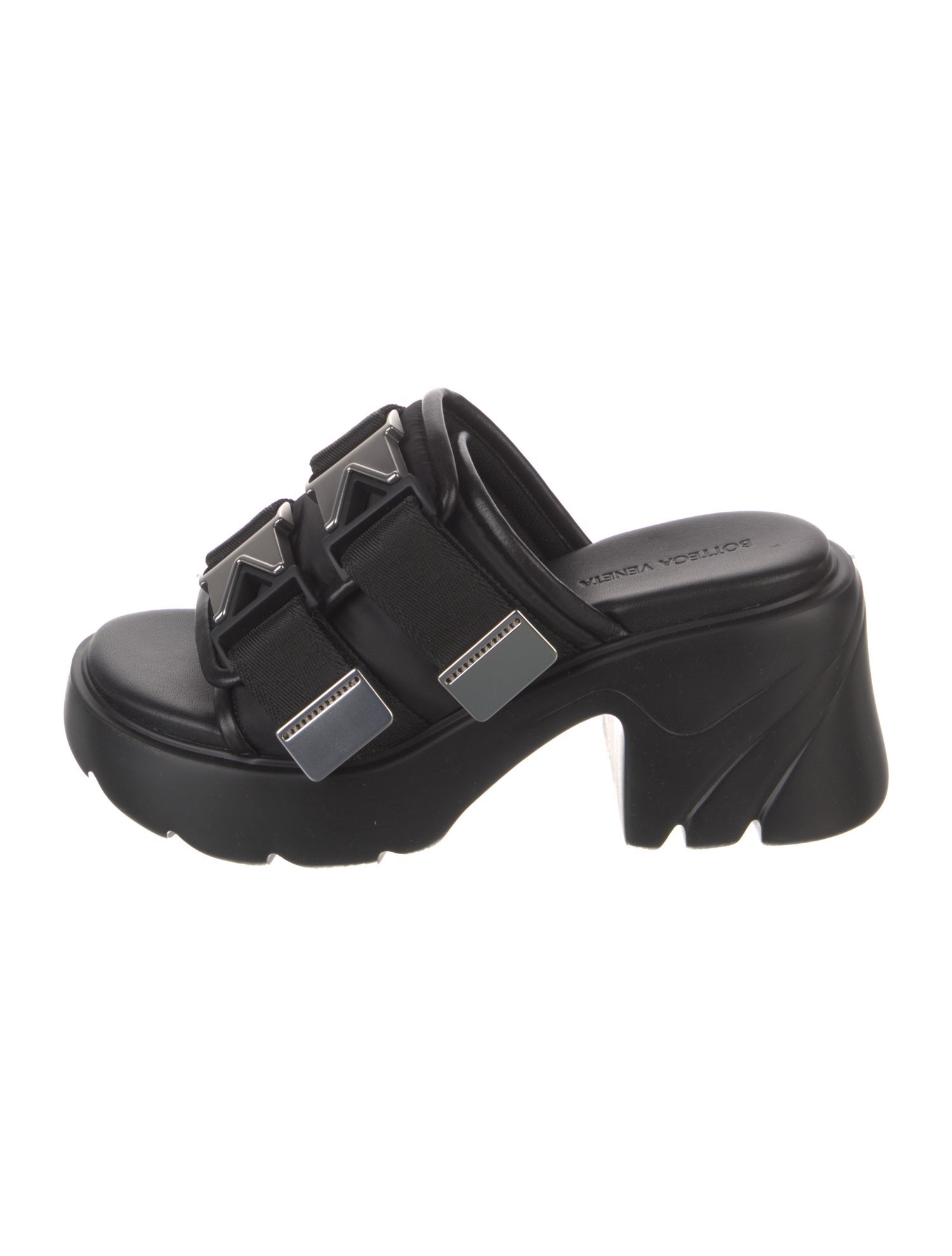 Bottega Veneta Nylon Leather Trim Embellishment Slides