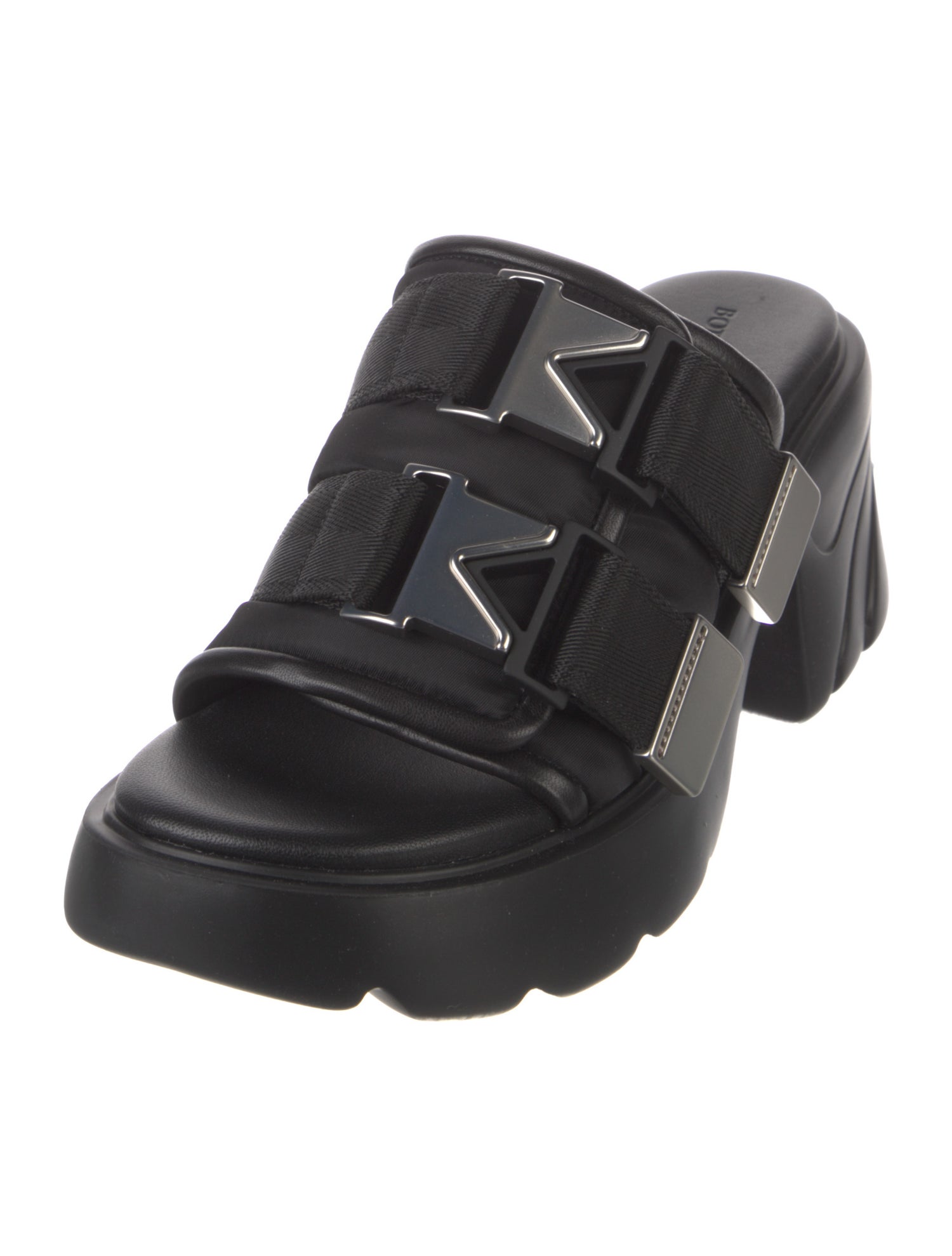 Bottega Veneta Nylon Leather Trim Embellishment Slides