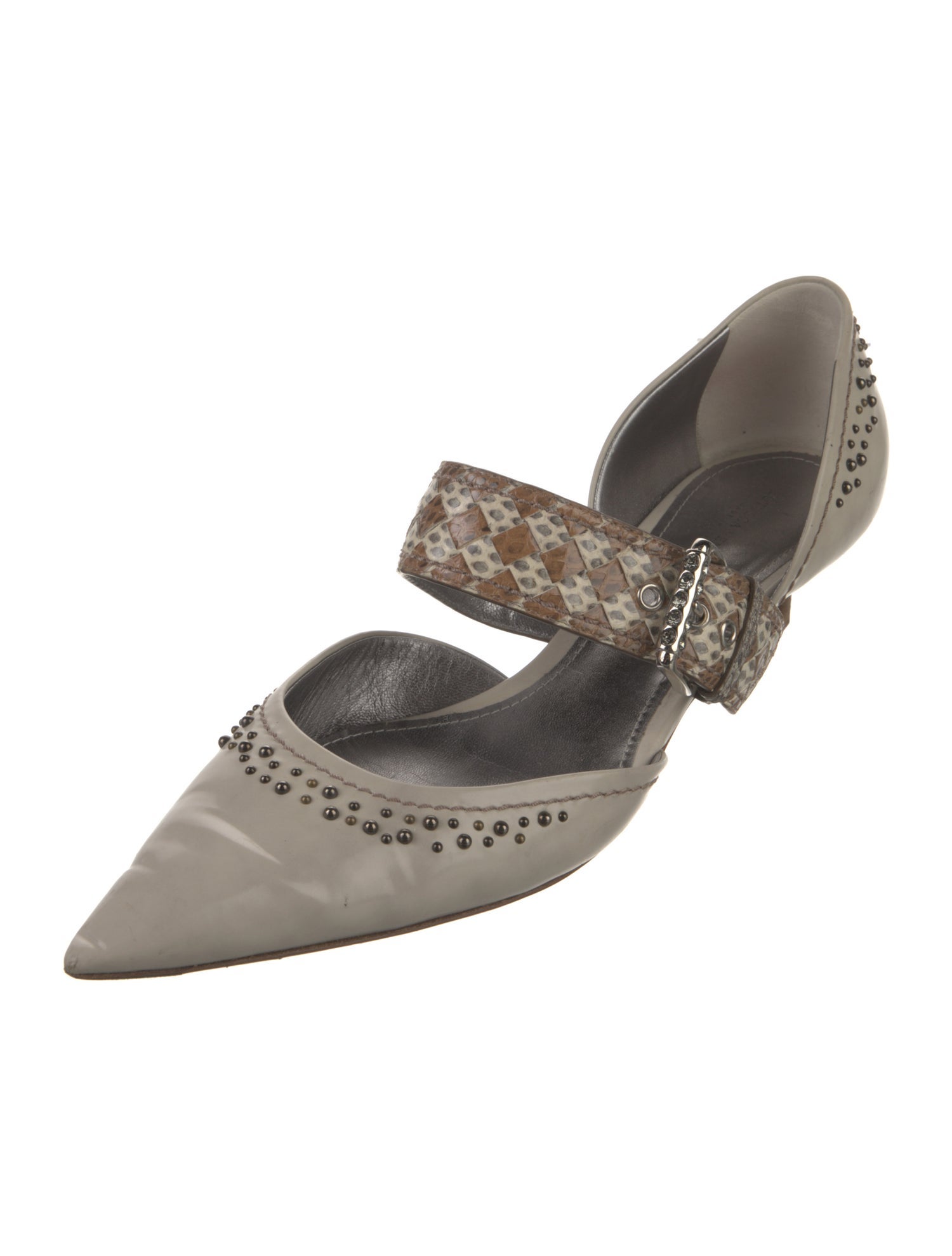 Bottega Veneta Intrecciato Weave Patent Leather D'Orsay Pumps