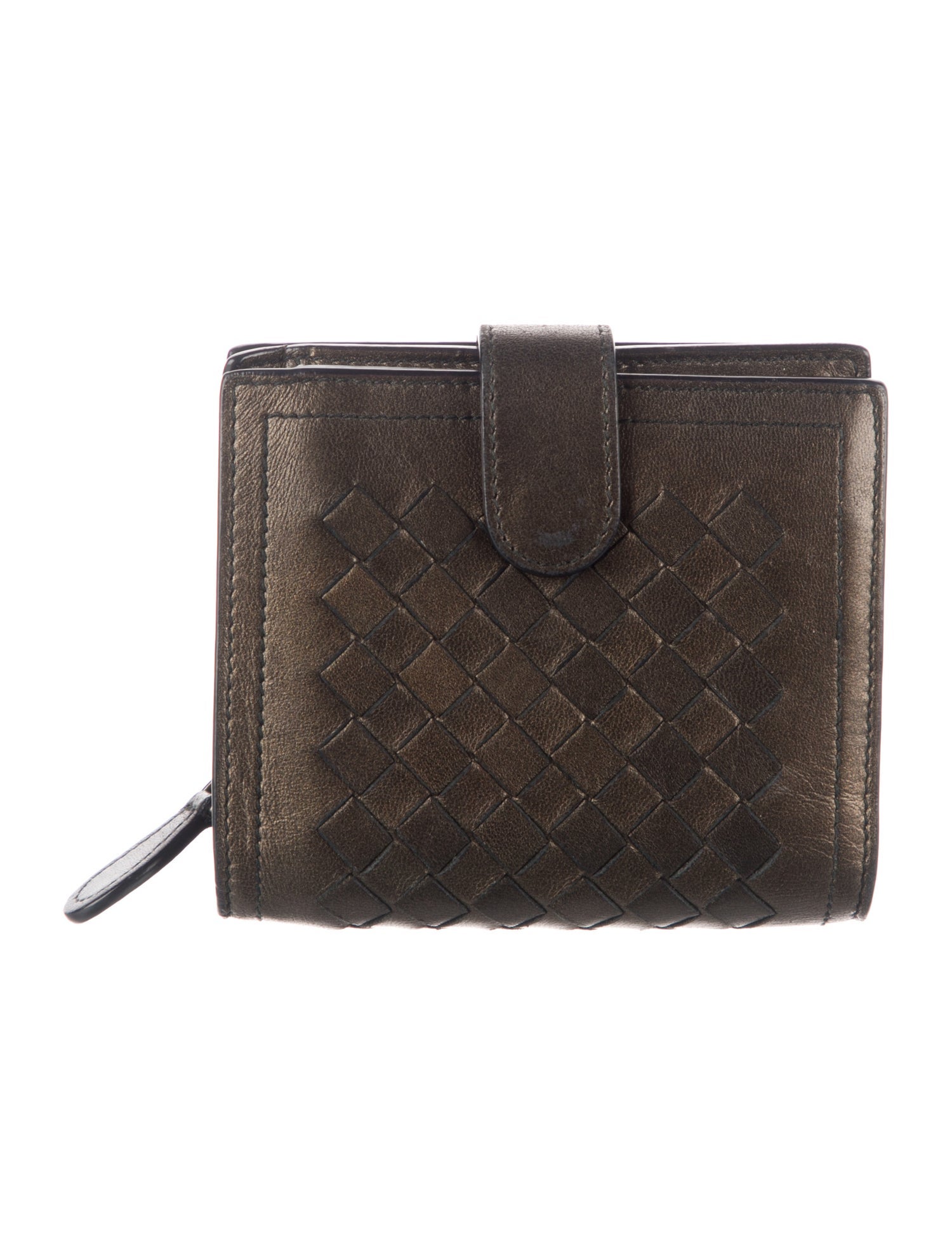 Bottega Veneta Intrecciato Weave Leather French Purse