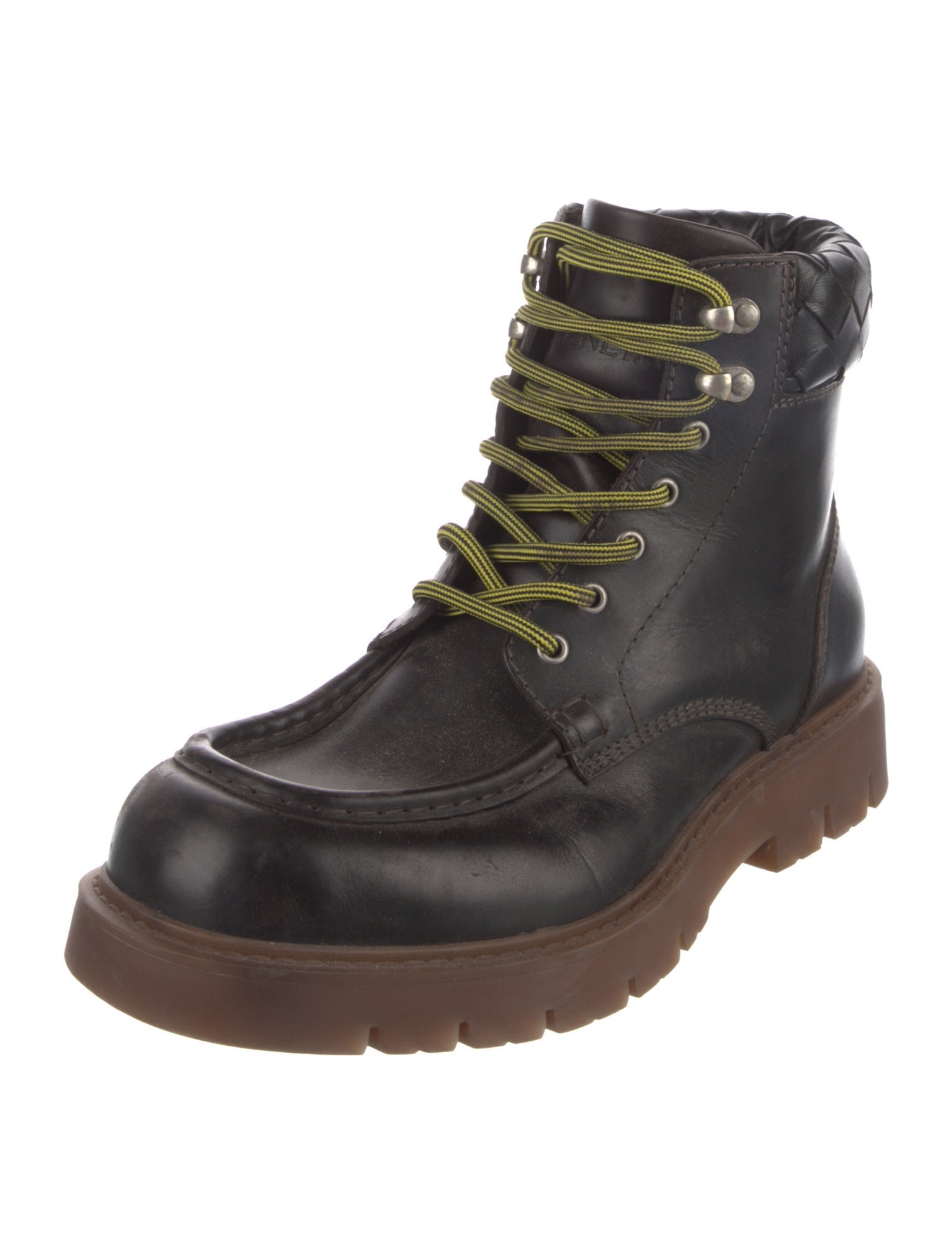 Bottega Veneta Intrecciato Weave Leather Combat Boots